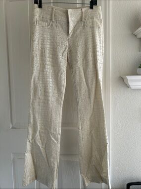 Cache Cream Croc-Embossed Pants